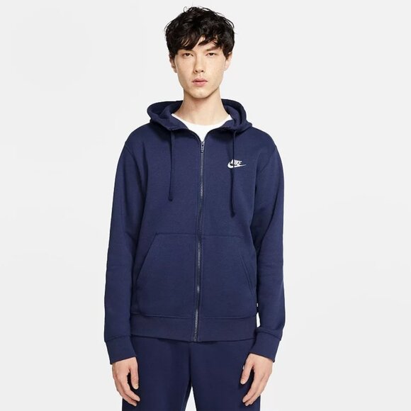 Men's Nike Sportswear Club Fleece Full-Zip Hoodie- NAVY Large - Picture 1 of 4
